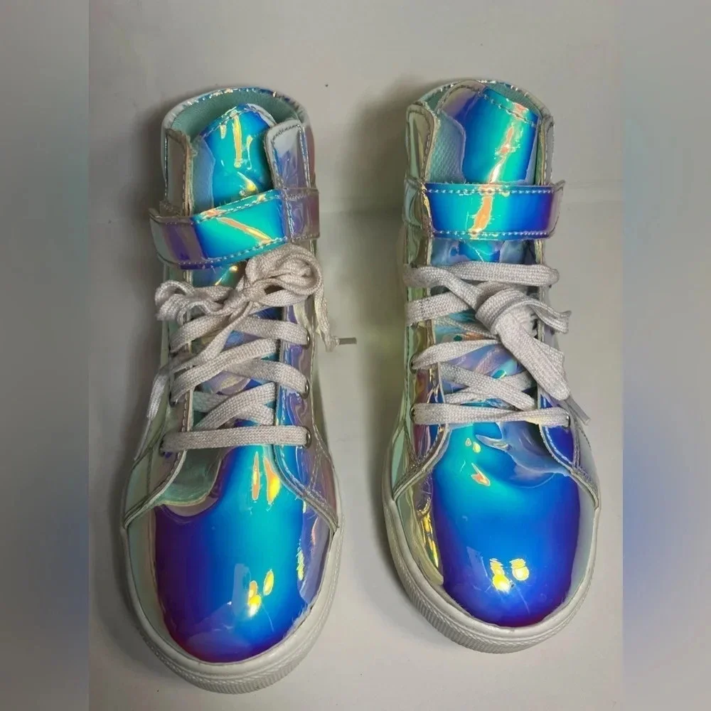 Wonder Nation, 5, lace up Velcro top closure, iridescent, see-through sides shoe